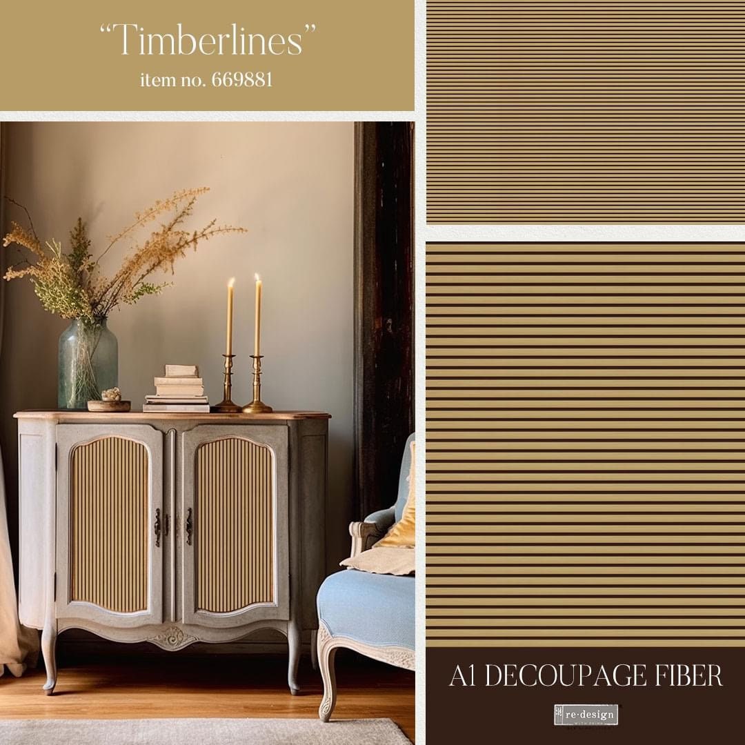 A1 Decoupage Fiber - Timberlines | 23.4” x 33.1” | Wood tones | Redesign with Prima