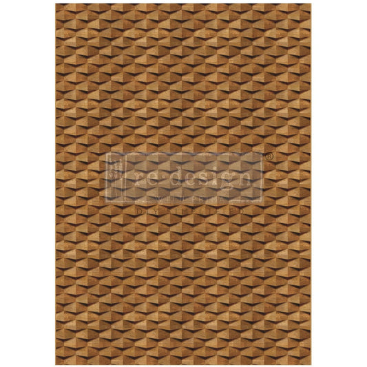 A1 Decoupage Fiber - Wood Cubism | 1 sheet, 23.4” x 33.1” | Redesign with Prima