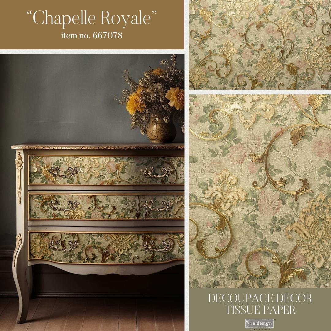 Decoupage Tissue Paper - Chapelle Royale | 1 sheet, 19.5” x 30” | Redesign with Prima
