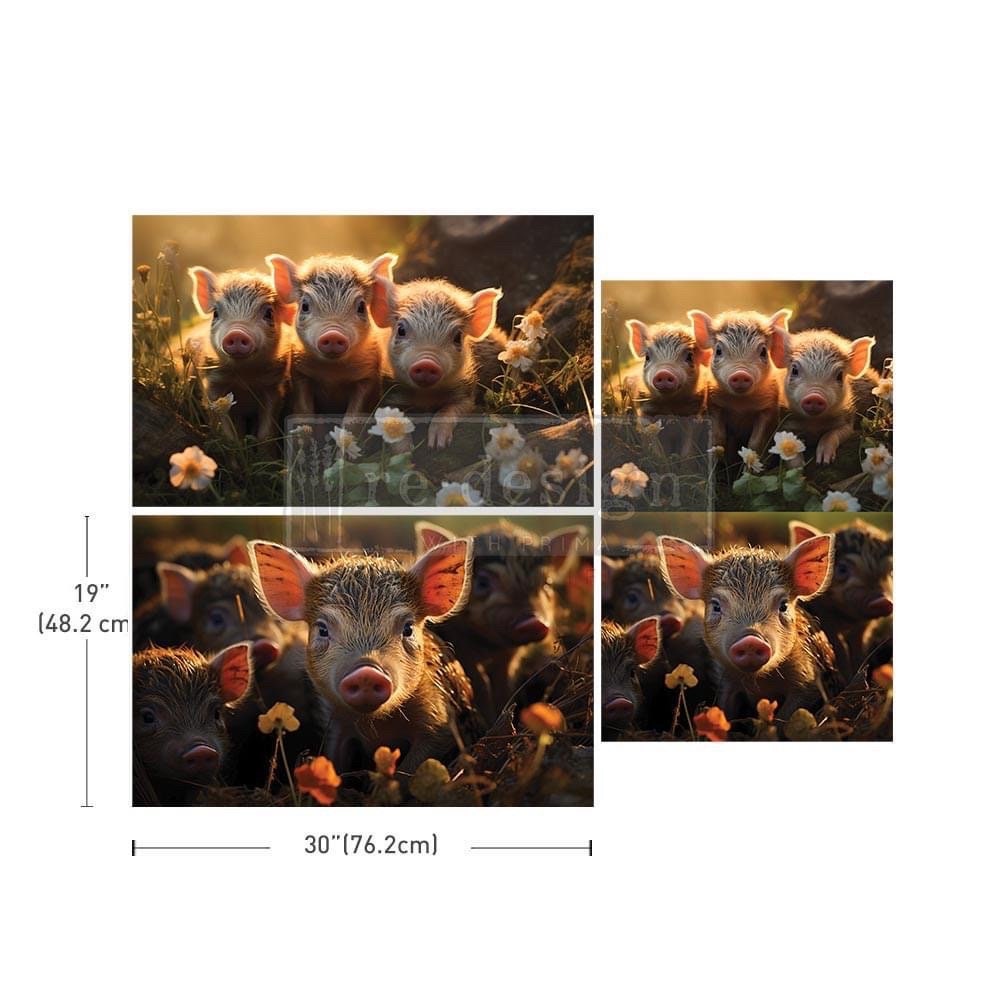 Decoupage Tissue Paper Pack - Muddy Mischief | 3 pc, 19.5”x30” | Piglets | Redesign with Prima