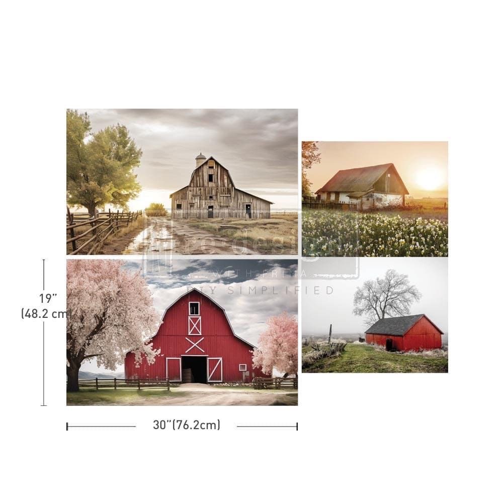 Decoupage Tissue Paper Pack - Haystack Hues | 11.7”x16.5, 3 sheets | Country Barn | Redesign with Prima