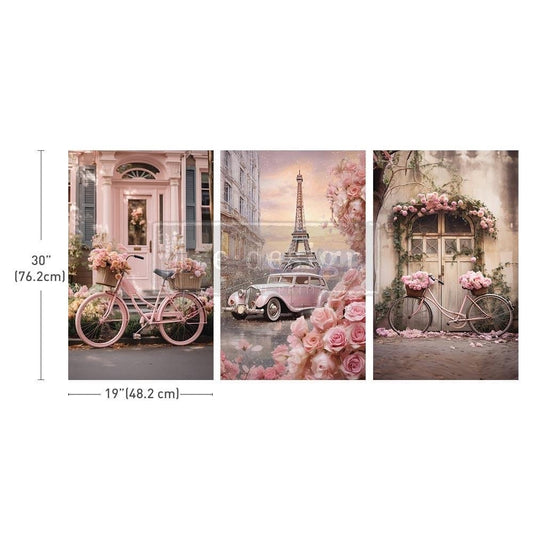 Decoupage Tissue Paper Pack - Parisian Bloom Haven | 3 sheets, 19.5”x 30” each | Redesign with Prima