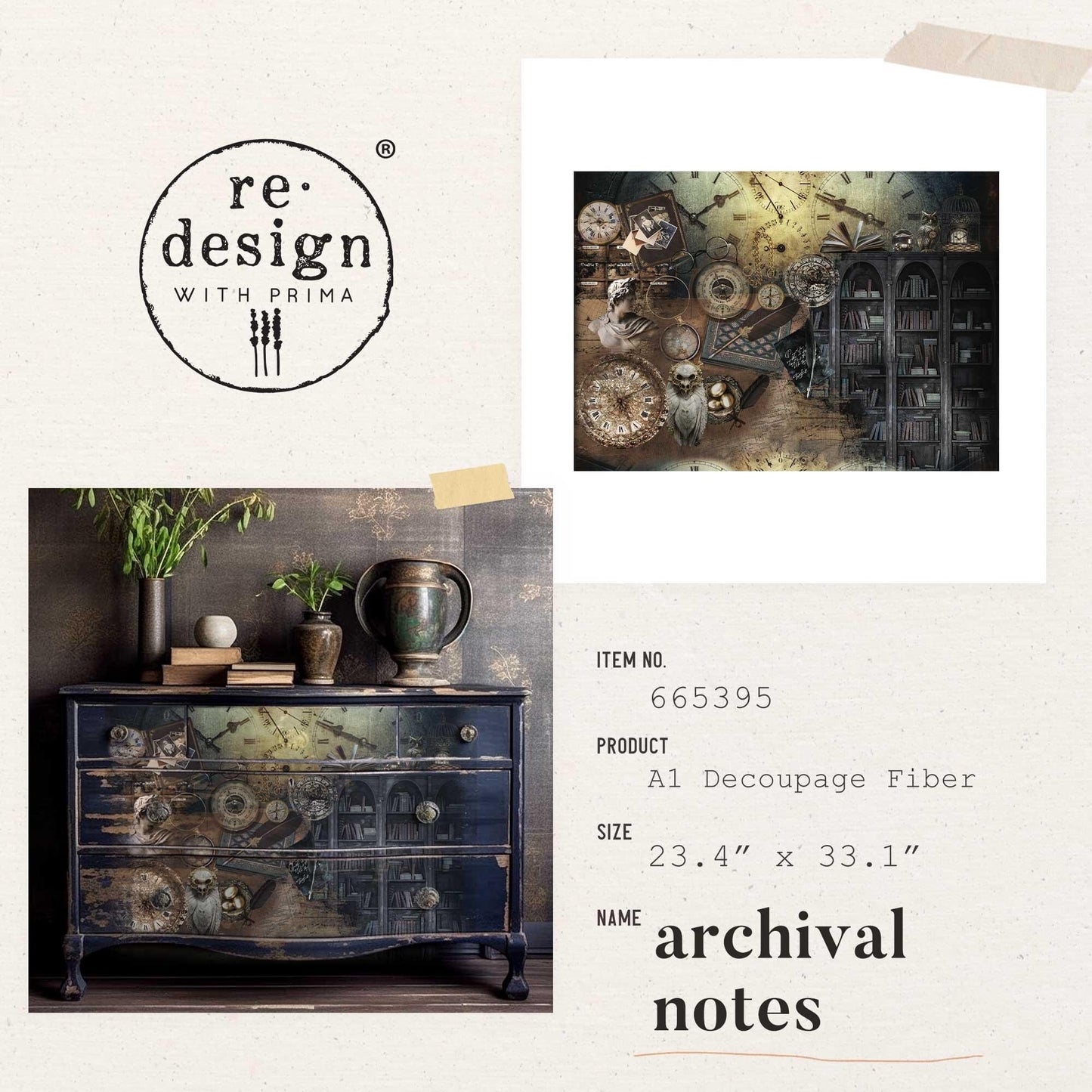 A1 Decoupage Fiber - Archival Notes | 23.5 x 33.1” | Redesign with Prima