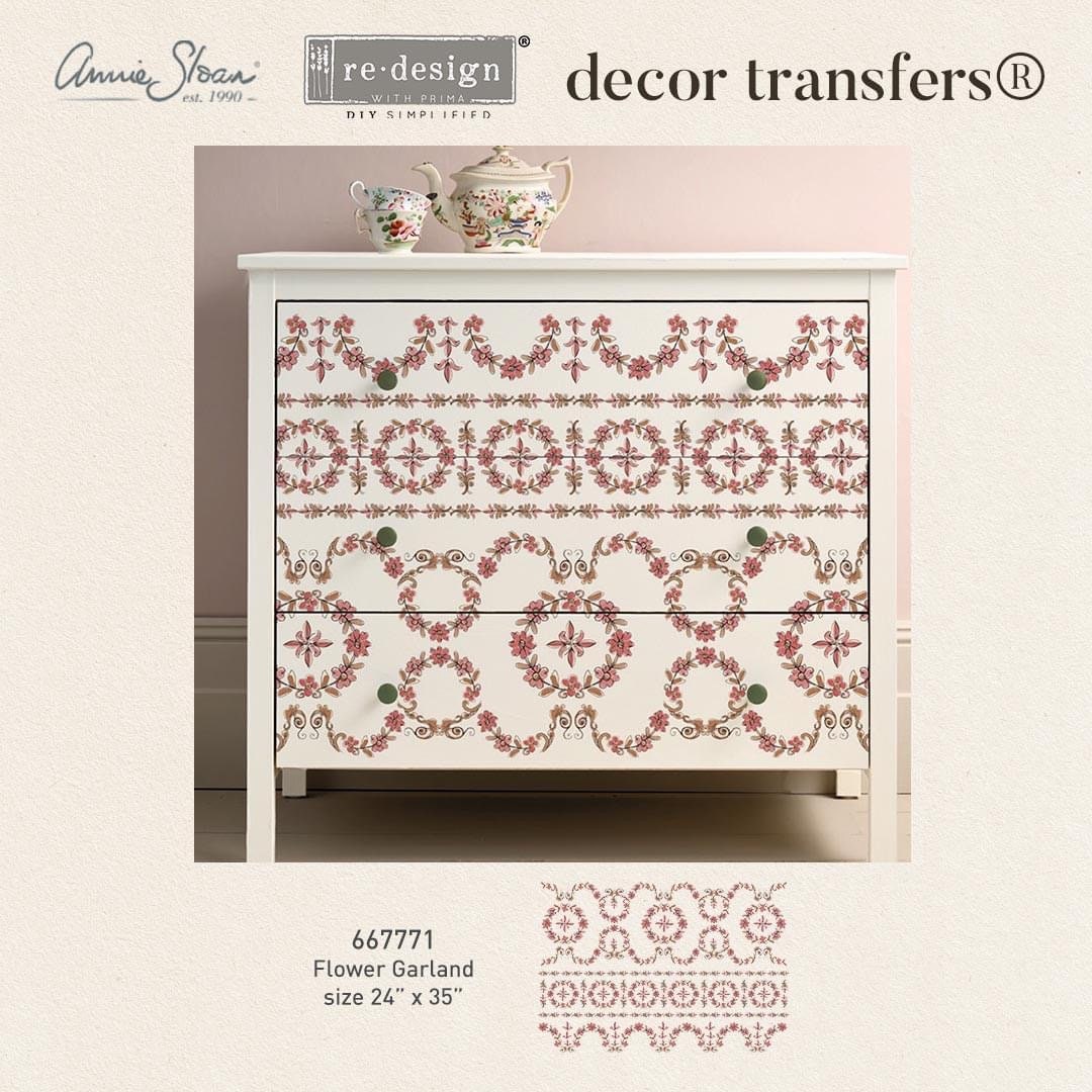 Large Decor Transfers® - Flower Garland | 24”x35”, 2 pcs | Floral Border | Redesign with Prima