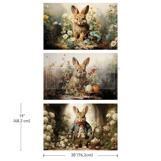 Decoupage Tissue Paper Pack - Dreamy Bunnies | 3 sheets, 19.5”x30” | Redesign with Prima