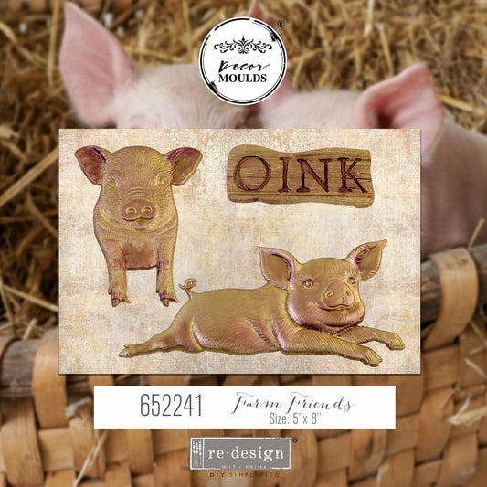 Decor Mould® - Farm Friends | Farmhouse Piggy | 1 pc, 5”x8”x8mm | Redesign with Prima