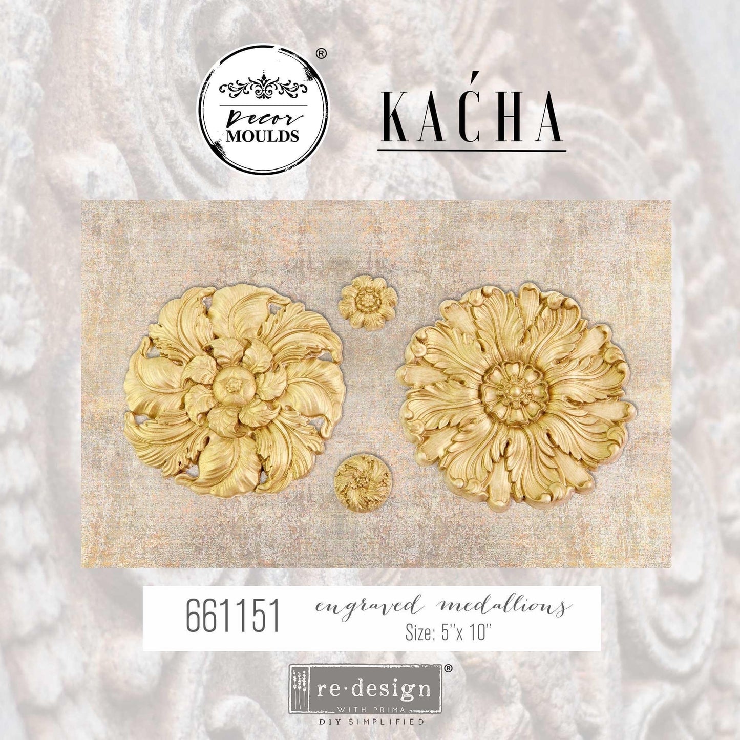 Decor Mould® - Engraved Medallions | 5”x10” x8mm | Kacha | Redesign with Prima