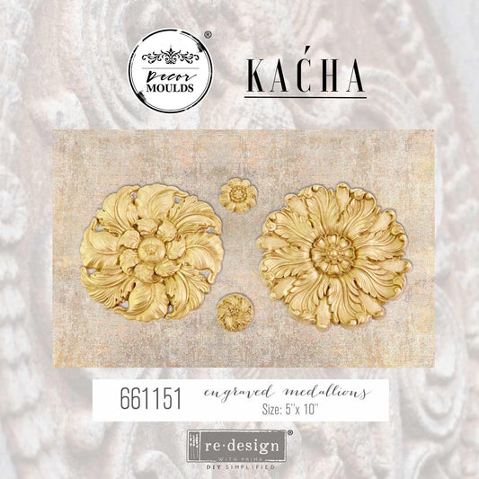 Decor Mould® - Engraved Medallions | 5”x10” x8mm | Kacha | Redesign with Prima