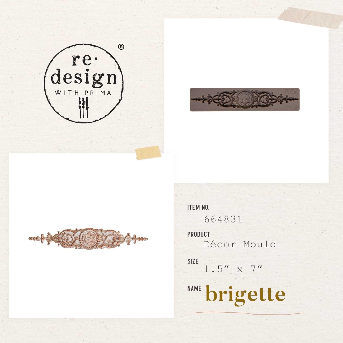 Decor Mould® - Bridgette | 1 pc, 1.5”x7”x8mm | Redesign with Prima