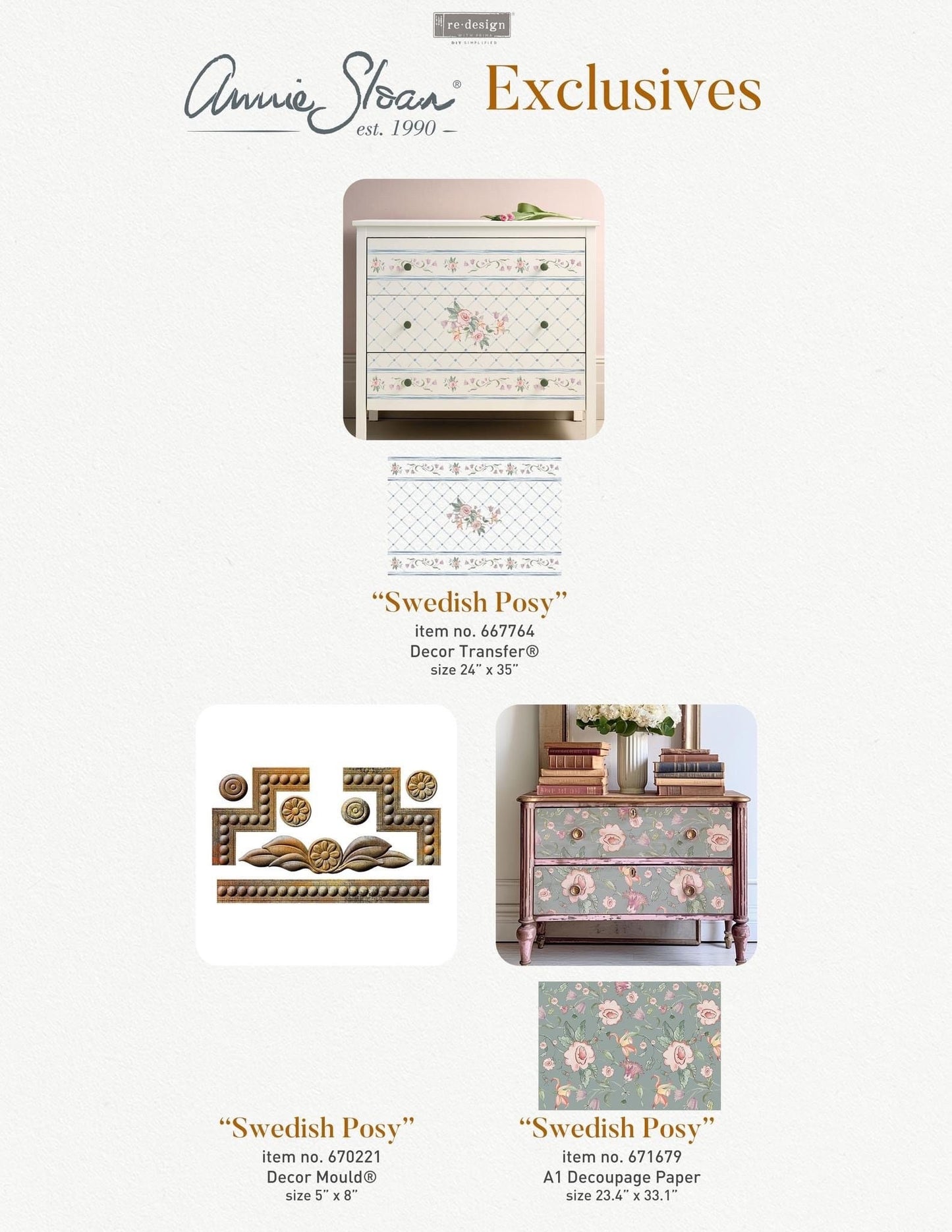 Large Décor Transfers® - Swedish Posey | 24”x30” | Annie Sloan | Redesign with Prima