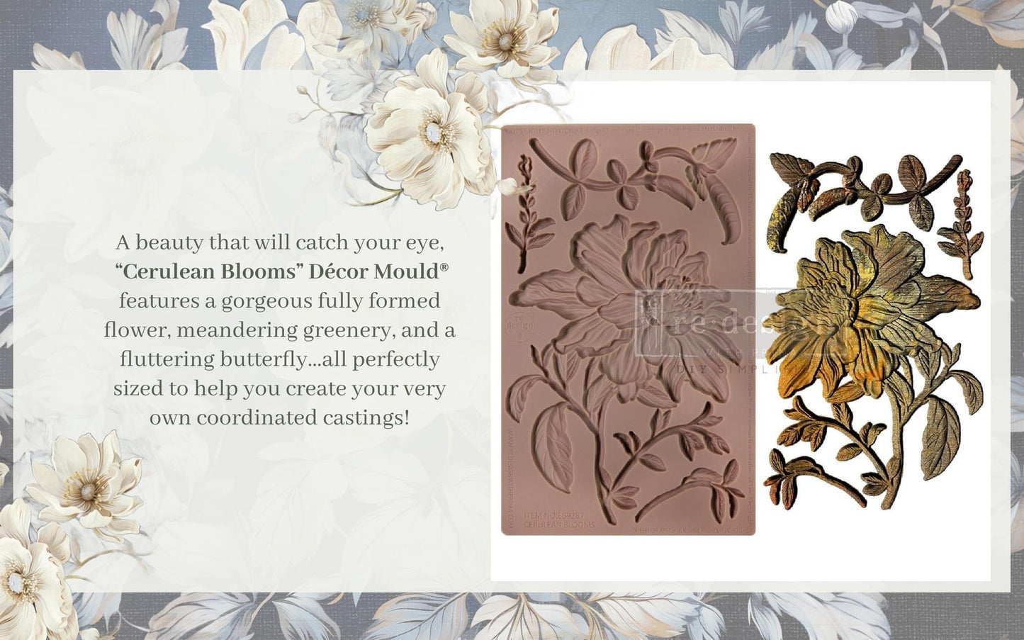 Decor Mould® - Cerulean Blooms | 5”x8”x8mm | Redesign with Prima