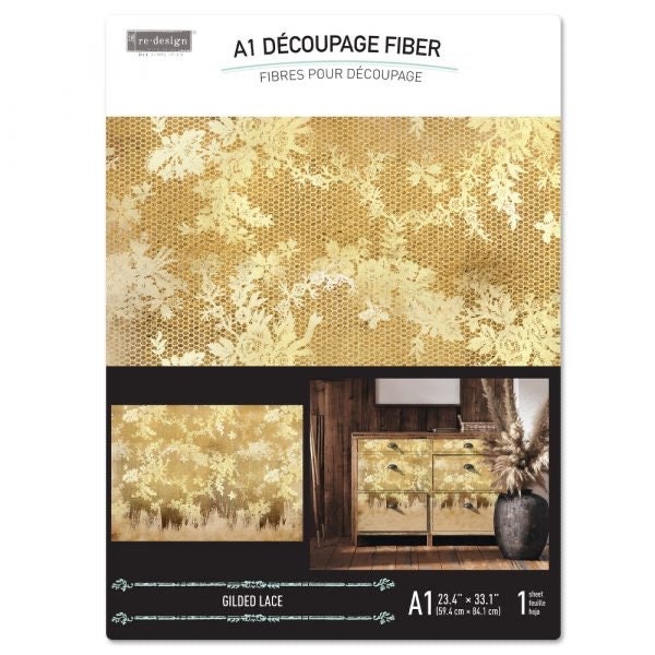 A1 Decoupage Fiber - Gilded Lace | 1 sheet, 23.4” x 33.1” | Redesign with Prima