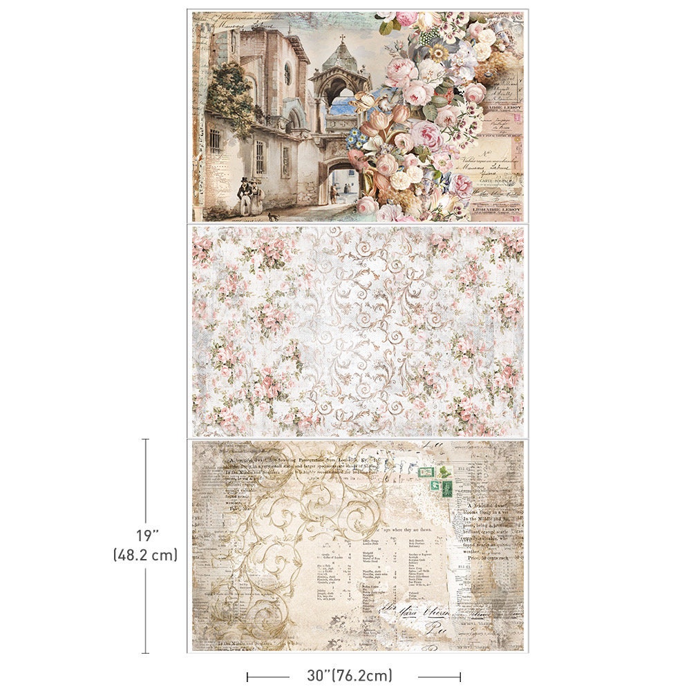 Decoupage Tissue Paper Pack - Old World Charm | 3 sheets, 19.5”x 30” each | Redesign with Prima