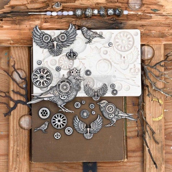 Decor Mould® - Clockwork Sparrows | Finnabair | 5”x8”x8mm | Redesign with Prima