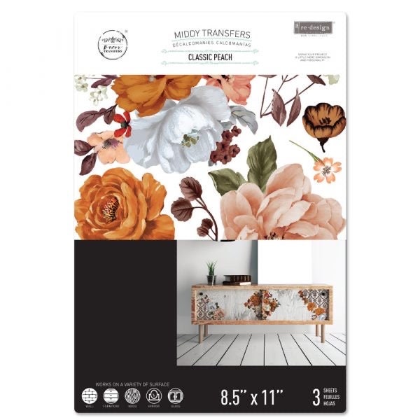 Middy Decor Transfers® - Classic Peach | 3 sheets, 8.5”x11” | Redesign with Prima