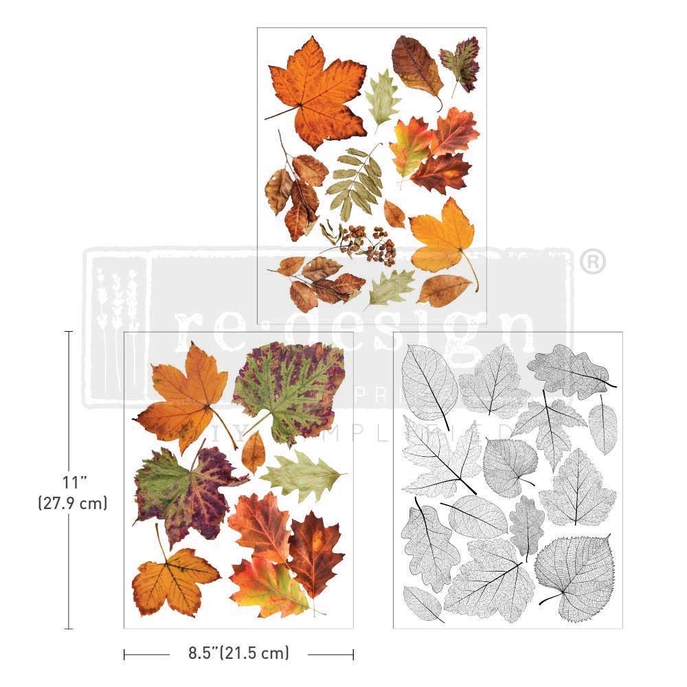 Middy Decor Transfers® - Crunchy Leaves Forever | 3 sheets, 8.5”x11” | Redesign with Prima