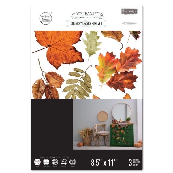 Middy Decor Transfers® - Crunchy Leaves Forever | 3 sheets, 8.5”x11” | Redesign with Prima