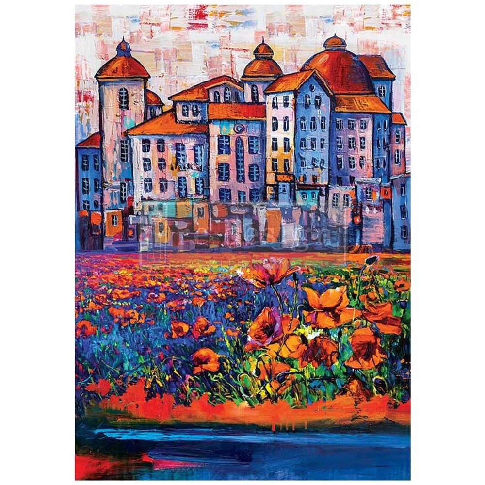 A1 Decoupage Fiber - Village in Color | 1 pc, 23.4” x 33.1” | Redesign with Prima
