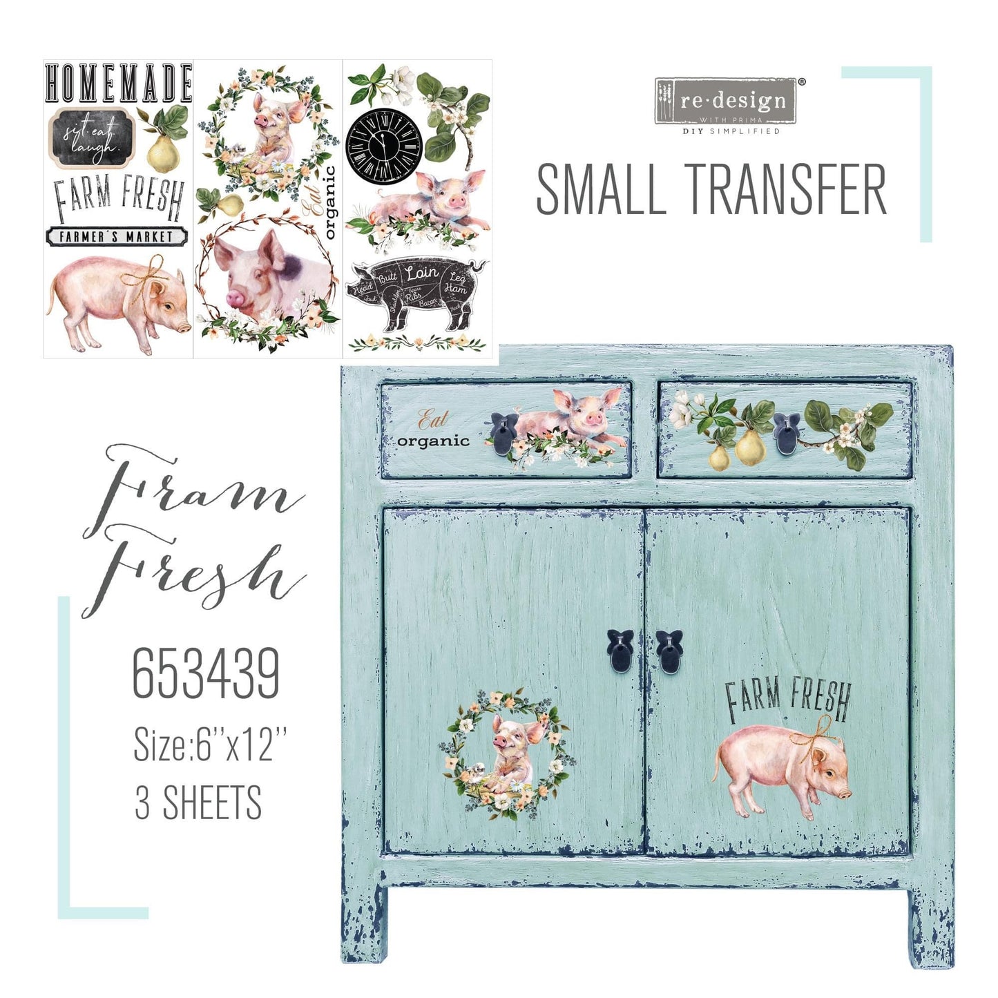 Mini Decor Transfers® - Farm Fresh | 6"x12"-3 sheets | Redesign with Prima