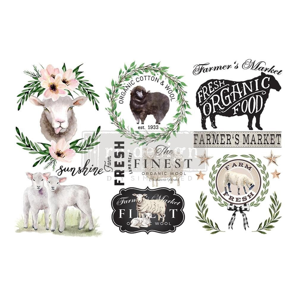 Mini Decor Transfers® - Sweet Lamb | 6"x12"-3 sheets | Redesign with Prima