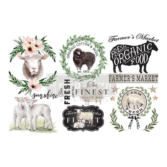 Mini Decor Transfers® - Sweet Lamb | 6"x12"-3 sheets | Redesign with Prima