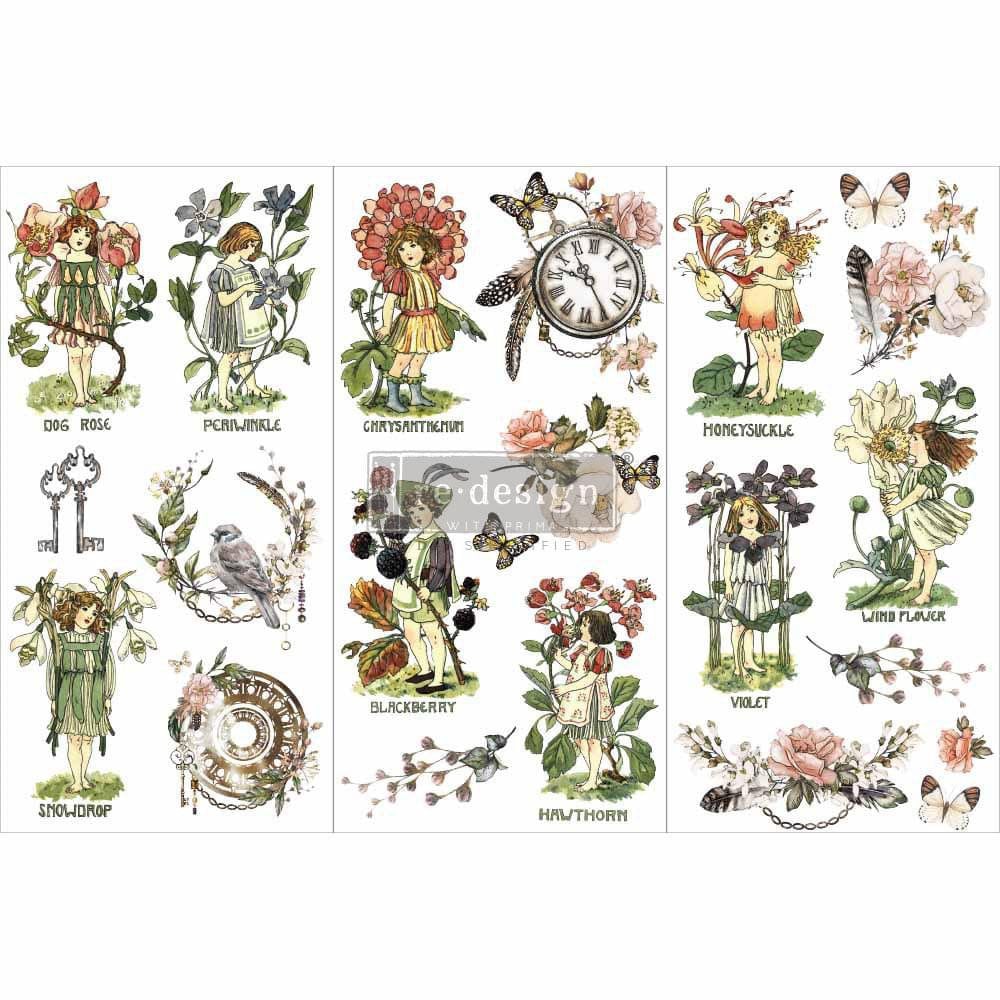 Mini Decor Transfers® - Flower Children | 6"x12"-3 sheets | Redesign with Prima