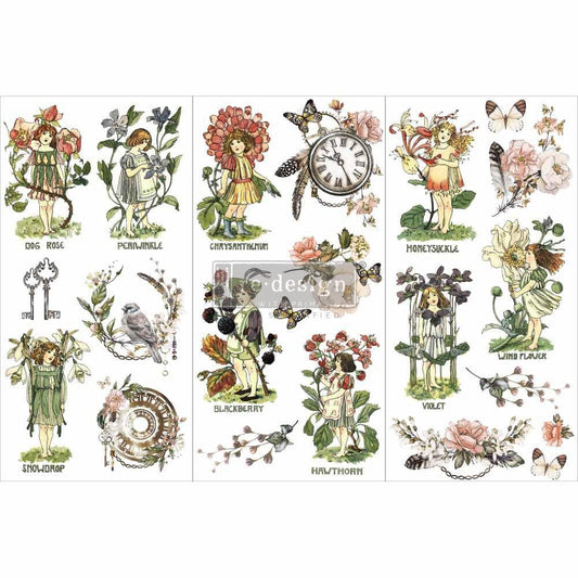 Mini Decor Transfers® - Flower Children | 6"x12"-3 sheets | Redesign with Prima