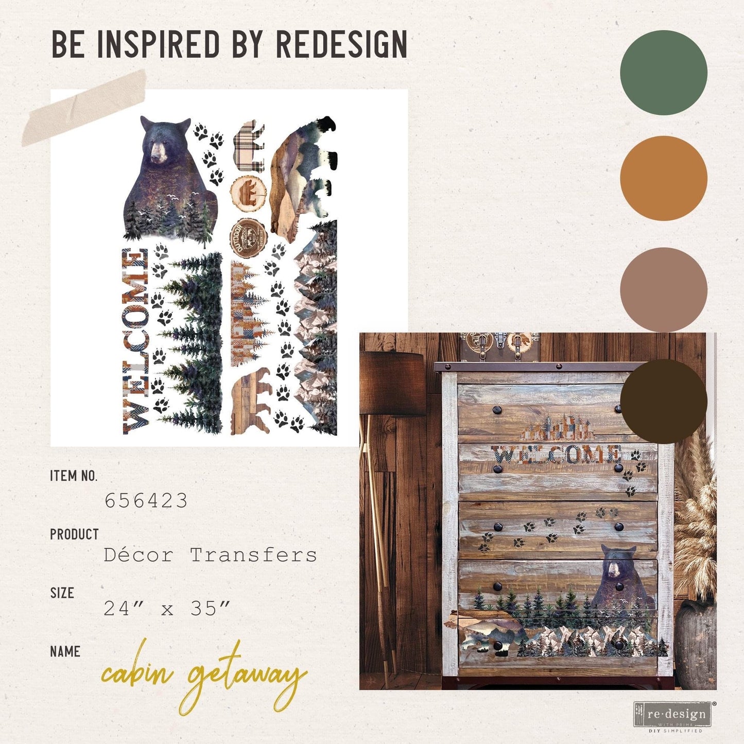 Large Decor Transfers® - Cabin Getaway | Reduced Price | 2 sheets, 24”x30” | Redesign with Prima