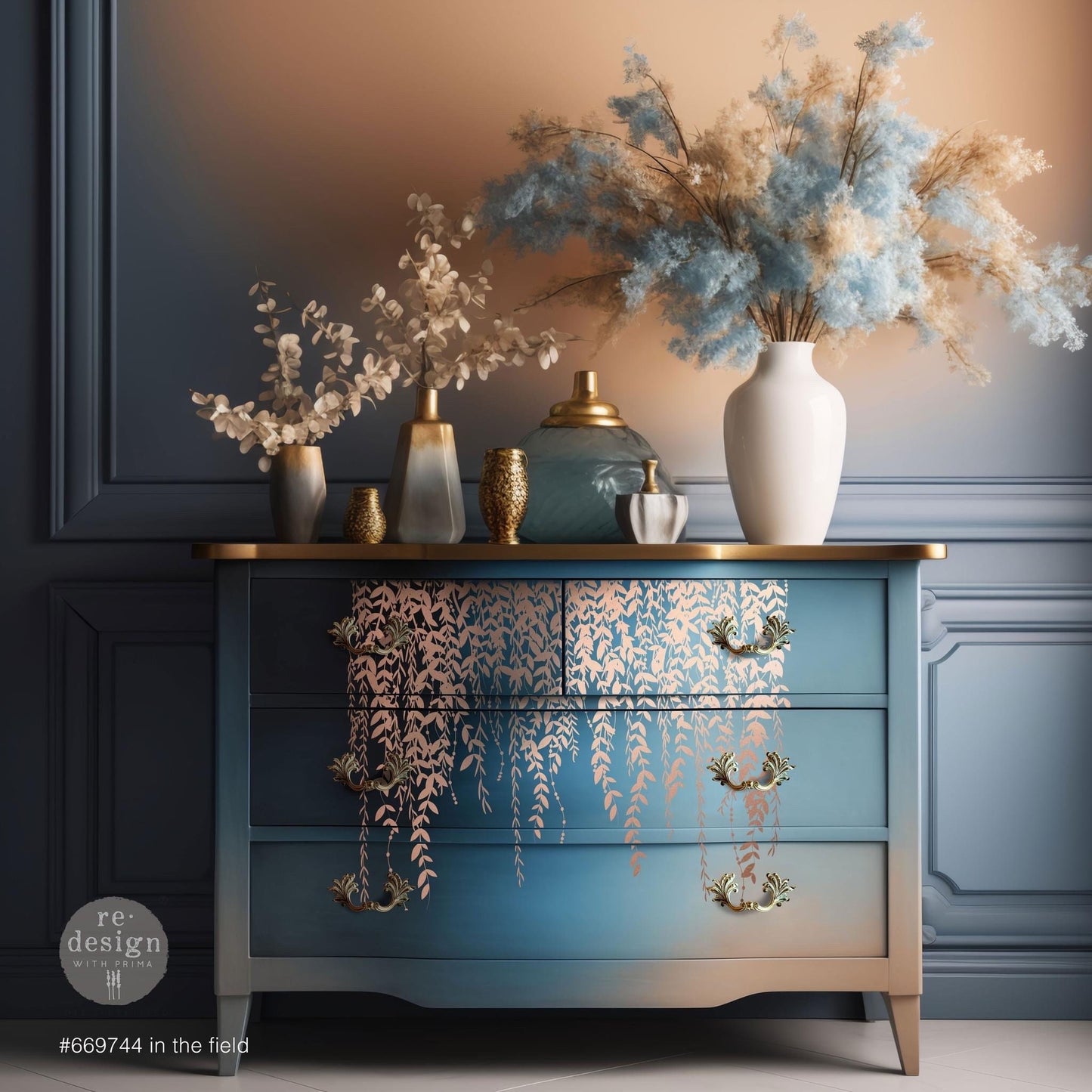 Large Decor Transfers® - In the Field Rose Gold Foil | 2 pc, 24”x30” | Kacha | Redesign with Prima