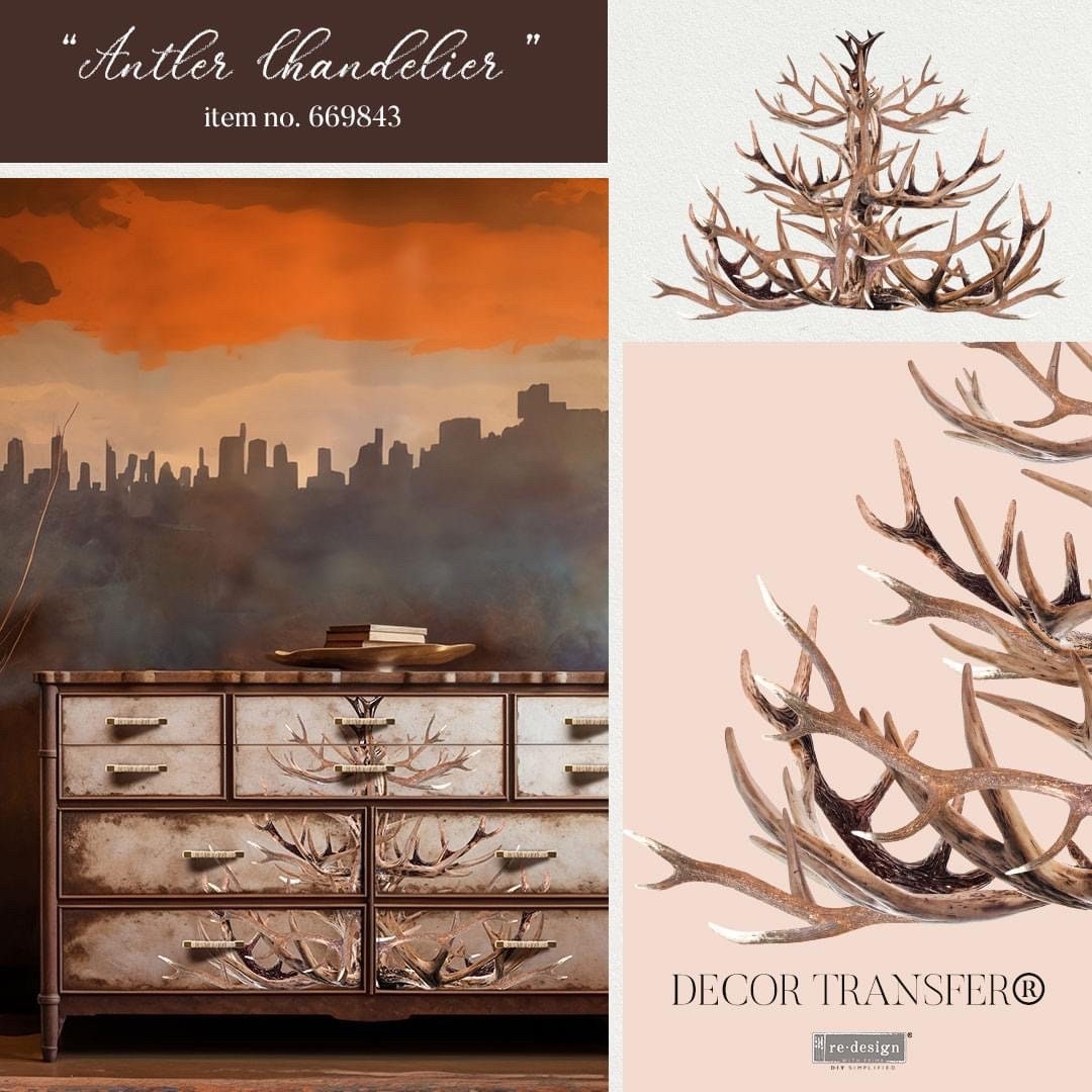 Large Decor Transfers® - Antler Chandelier  | 24”x35”, 2 sheets | Redesign with Prima