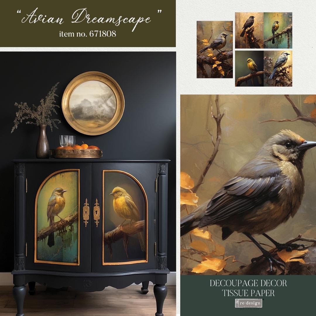 Decoupage Tissue Paper Pack - Avian Dreamscape | 19.5”x 30”, 3 sheets | Redesign with Prima