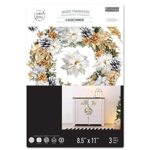 Middy Decor Transfers® - A Gilded Moment | 3 sheets, 8.5”x11” | Redesign with Prima