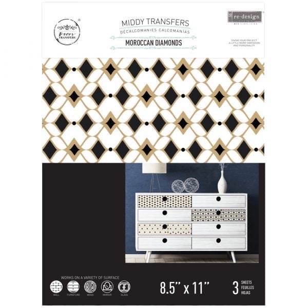 Middy Decor Transfers® - Moroccan Diamonds | 8.5”x11”| Redesign withPrima