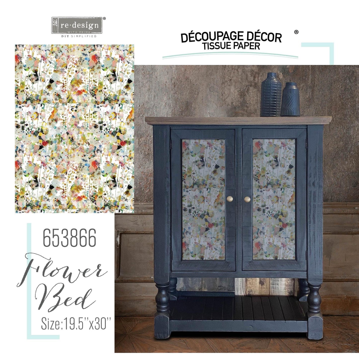 Decoupage Tissue Paper - Flower Bed | 19.5x30” | Redesign with Prima