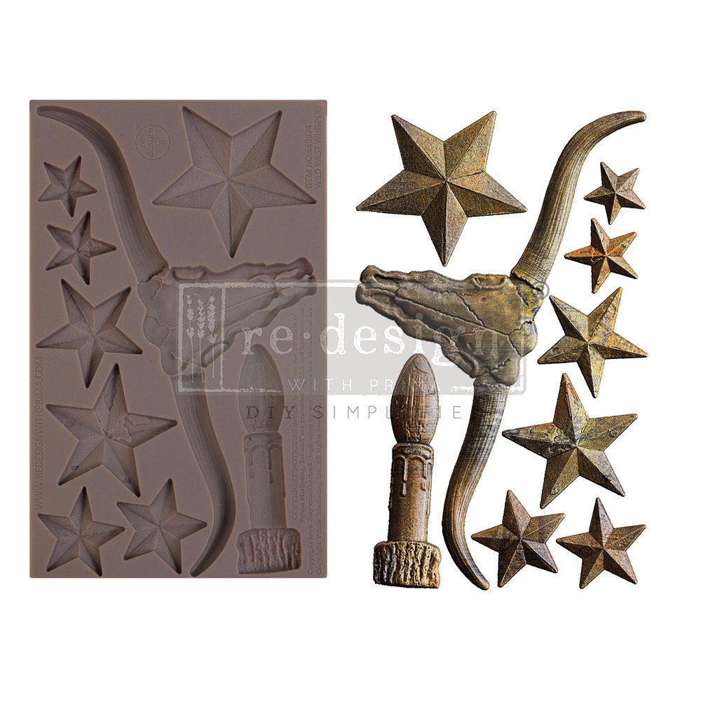Decor Mould® - Wild West Whispers | 5”x8” | Bull Skull & Stars | Redesign with Prima