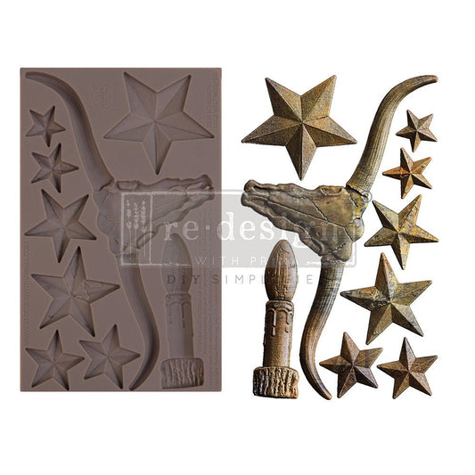 Decor Mould® - Wild West Whispers | 5”x8” | Bull Skull & Stars | Redesign with Prima
