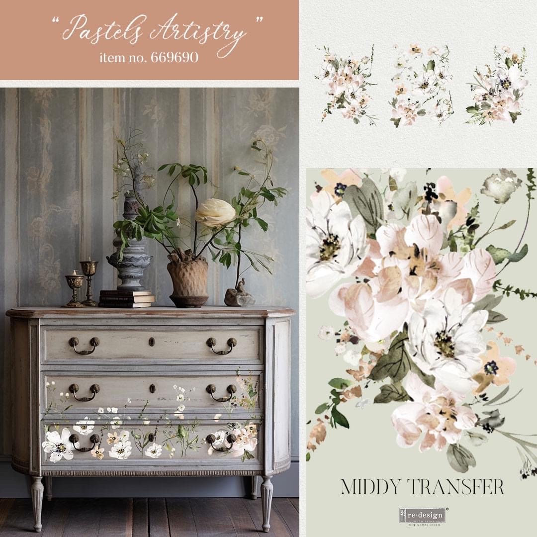 Middy Decor Transfers® - Pastels Artistry | 3 sheets, 8.5”x11”| Redesign with Prima