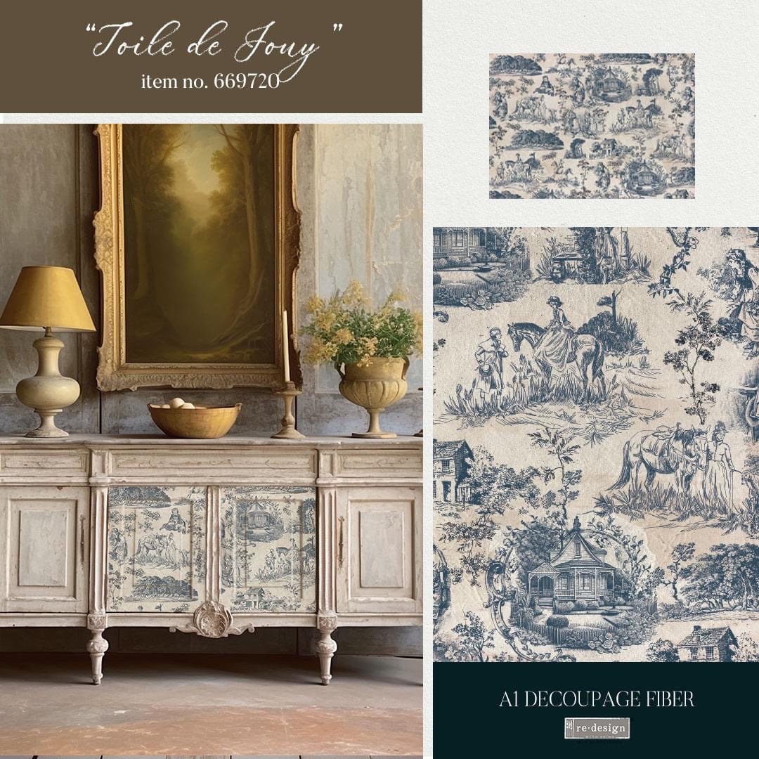 A1 Decoupage Fiber - Toile de Jouy | Kacha | 23.4x33.1” | Redesign with Prima
