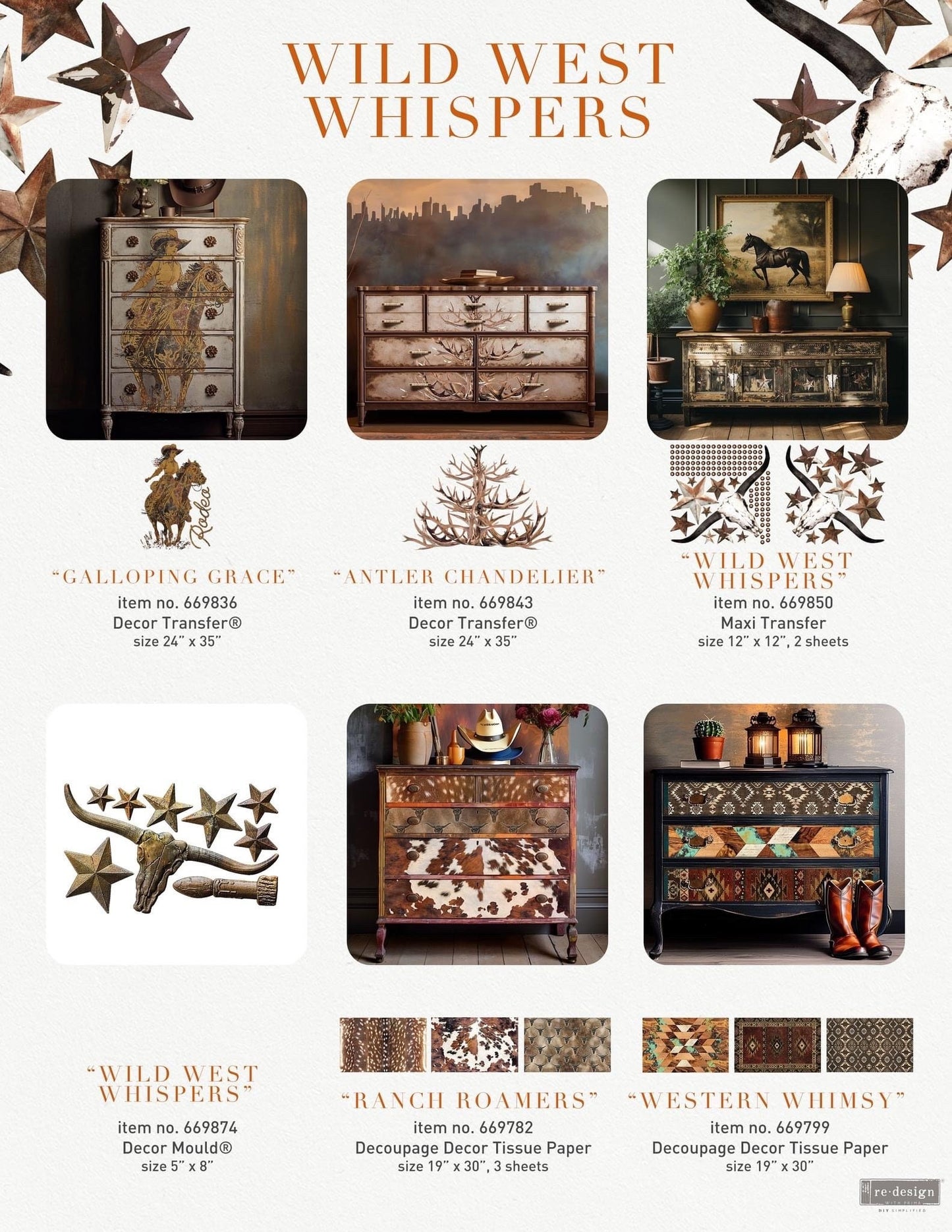 Large Decor Transfers® - Antler Chandelier  | 24”x35”, 2 sheets | Redesign with Prima