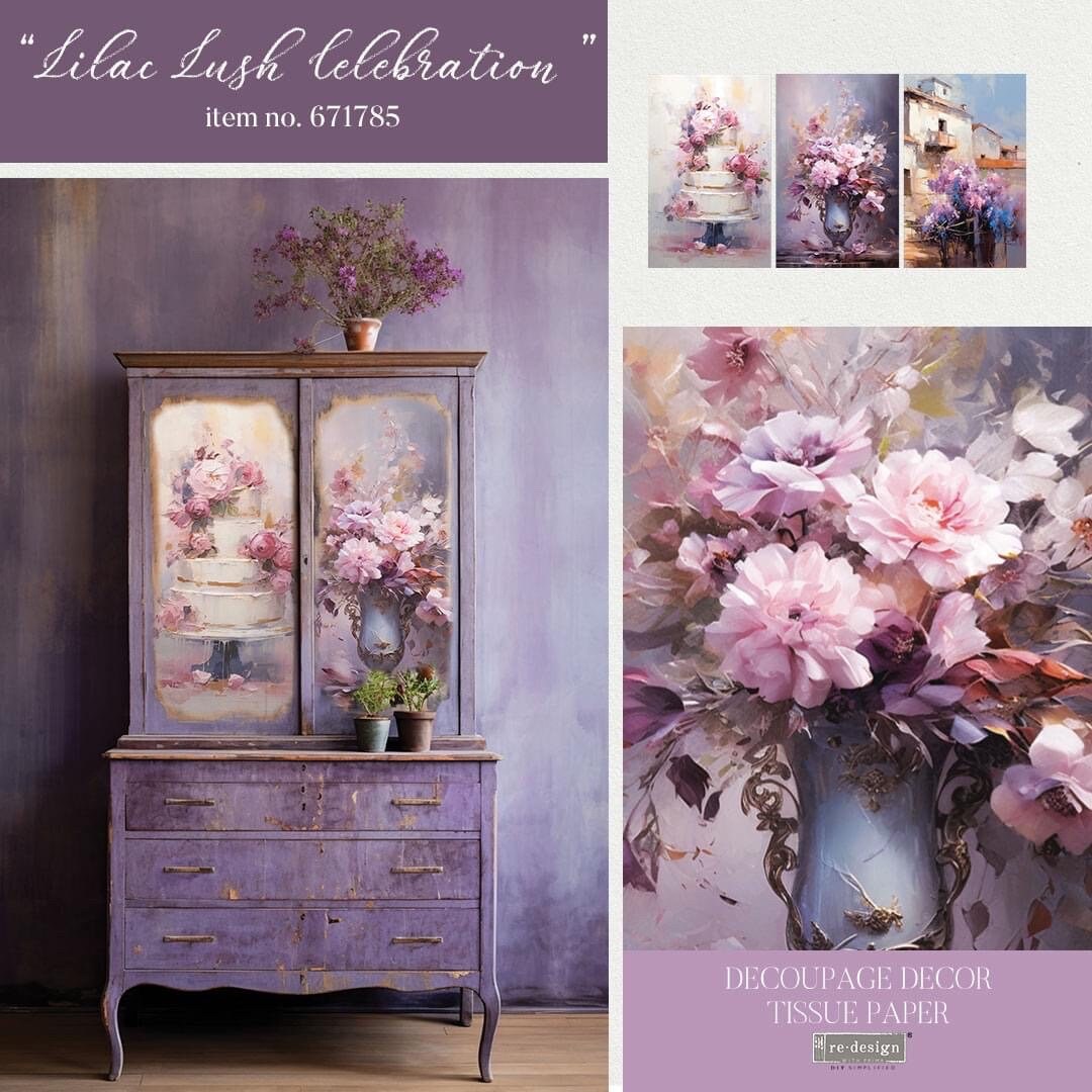 Decoupage Tissue Paper Pack - Lilac Lush | 3 sheets, 19.5”x 30” each | Redesign with Prima