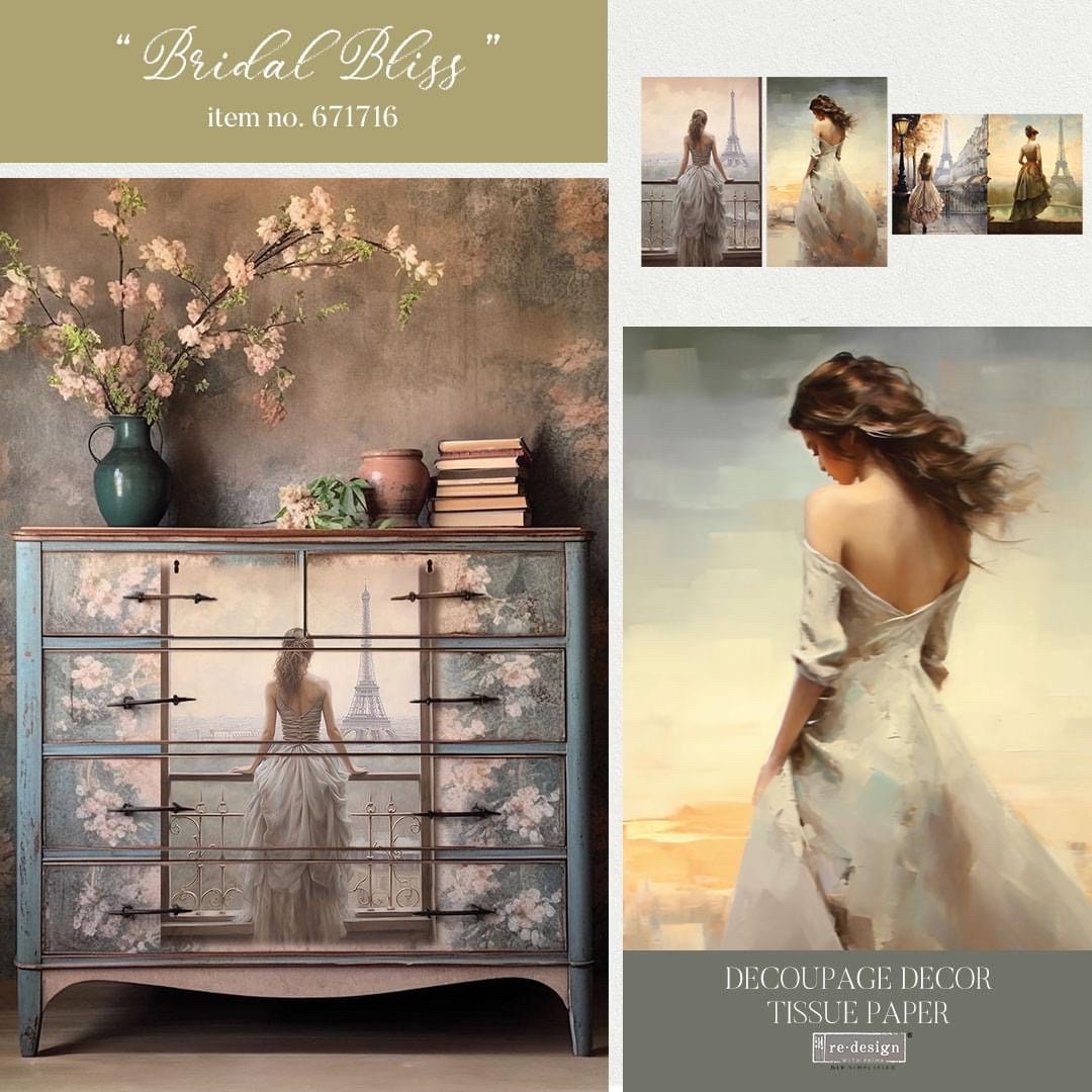 Decoupage Tissue Paper Pack - Bridal Bliss | 3 sheets, 19.5”x 30” | Redesign with Prima