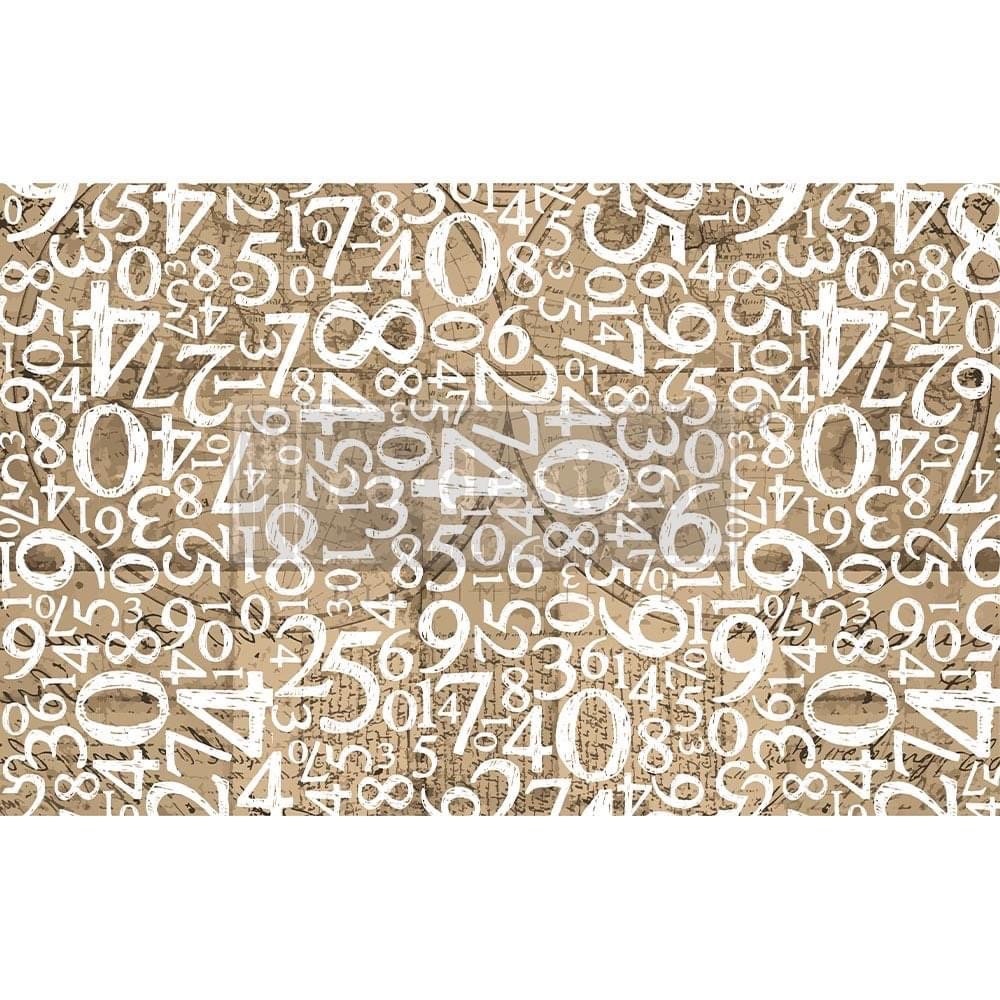 Decoupage Tissue Paper - Engraved Numbers | 19.5x30” | Redesign with Prima
