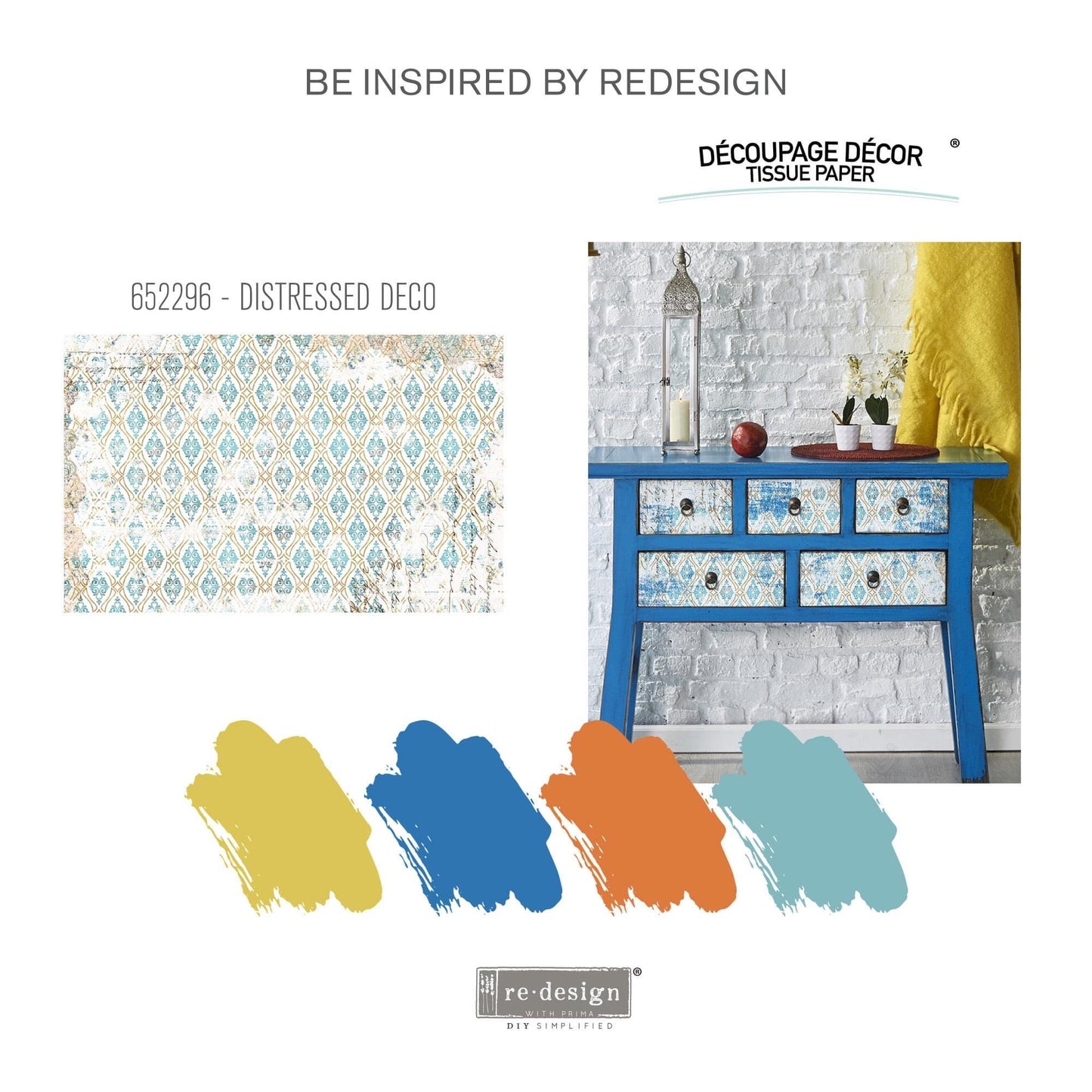 Decoupage Tissue Paper - Distressed Deco | 19.5x30” | Redesign with Prima