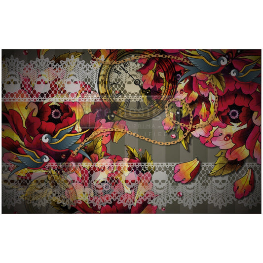 Decoupage Tissue Paper - Ink and Lace  | 19.5”x30” | Redesign with Prima