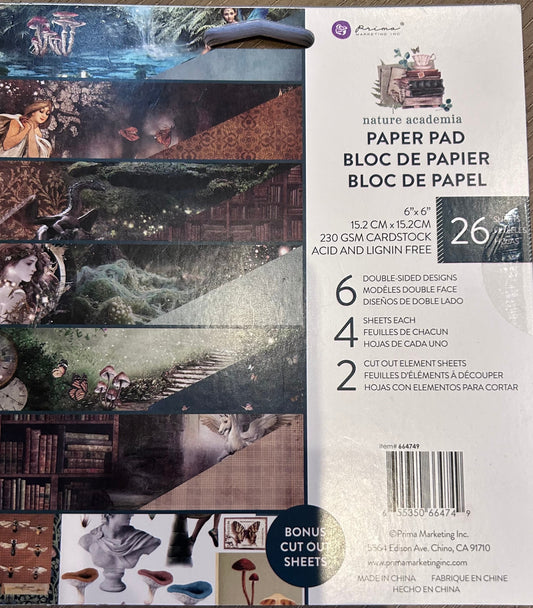 Nature Academia Collection Paper Pad | 6x6 Scrapbook Paper, 26 Sheets | Prima, Inc.