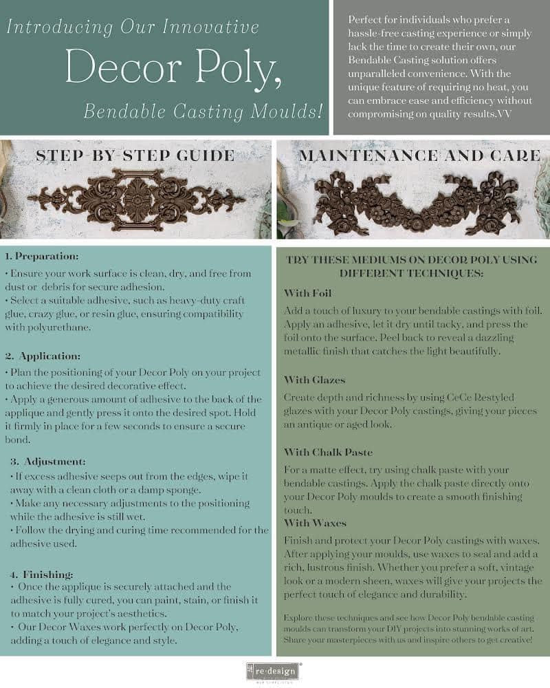 Décor Poly™ - Baroque Elegance | Bendable-10x9.89x0.49” | Furniture Appliqué | Redesign with Prima