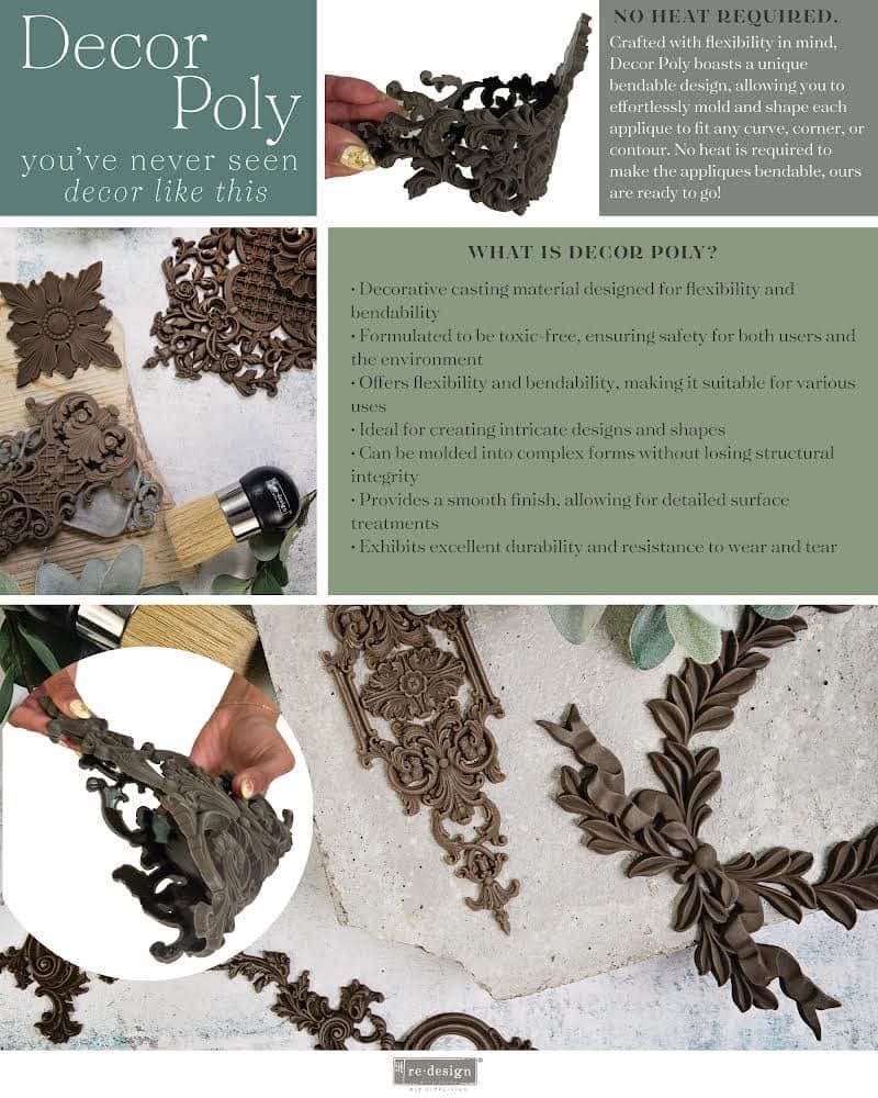 Décor Poly™ - Royal Decorum | Bendable-11x3.3x0.28” | Furniture Applique | Redesign with Prima