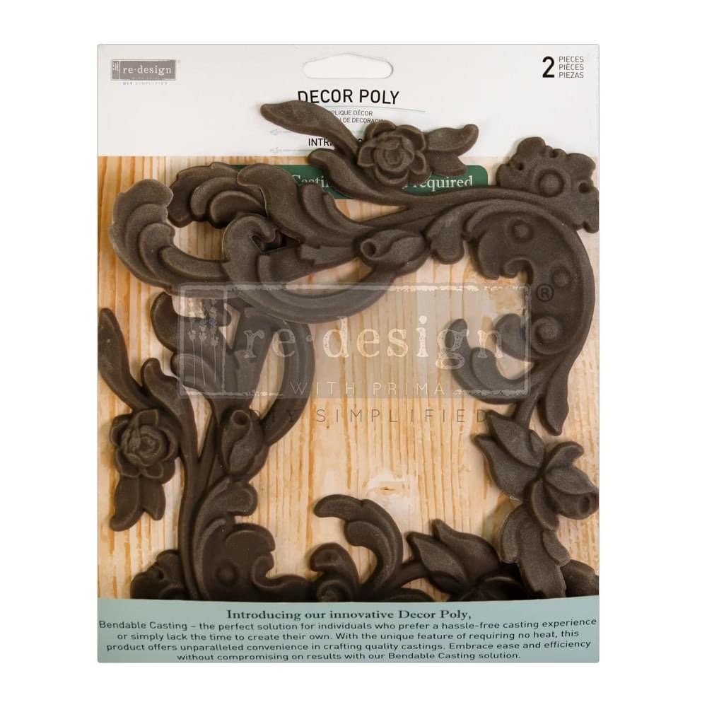 Décor Poly™ - Intricate Grace | Bendable | 2 PCS, 7″X6.76″0.315″ | Furniture Appliqué | Redesign with Prima