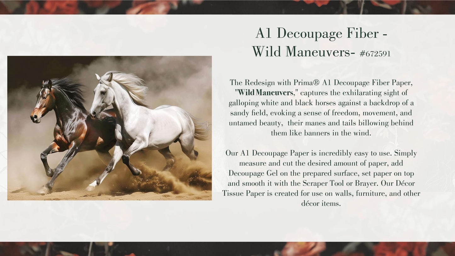 A1 Decoupage Fiber - Wild Maneuvers | 1 sheet, 23.4 x 33.1” | Redesign with Prima