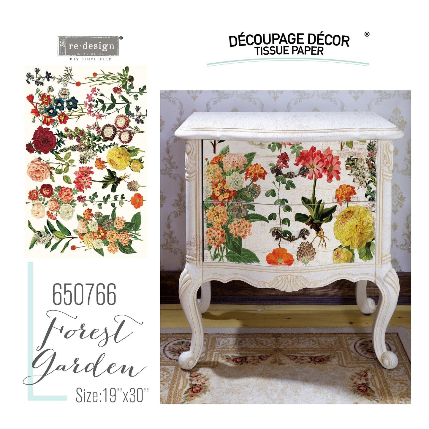 Decoupage Tissue Paper - Forest Garden | 19.5x30” | Redesign with Prima